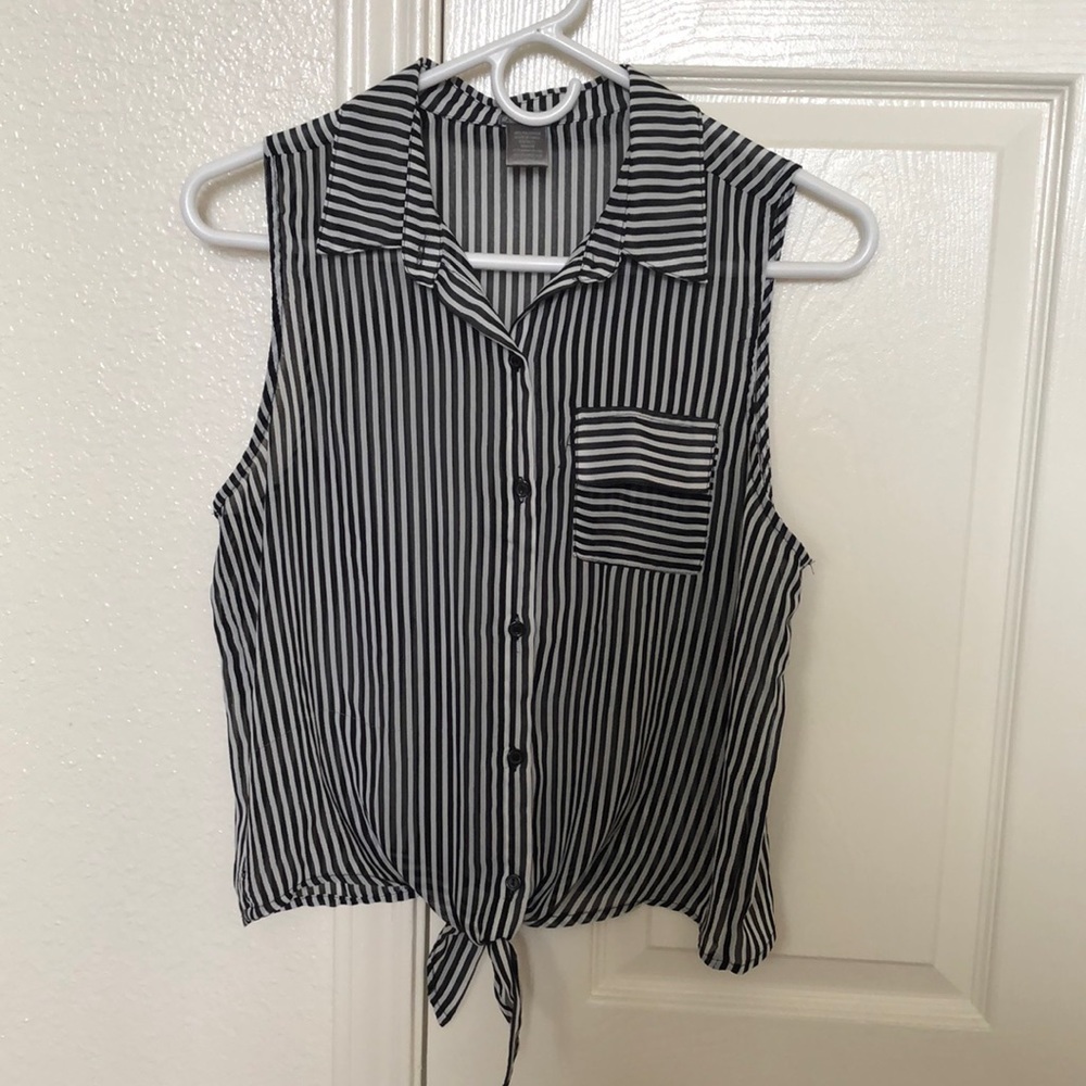 Black and white striped see through